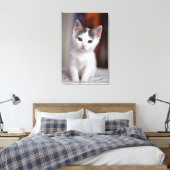 Witte Kat Canvas Afdruk (Insitu (Slaapkamer))