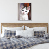 Witte Kat Canvas Afdruk (Insitu (Slaapkamer))