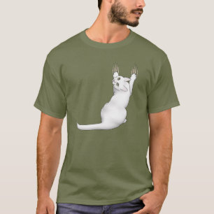 Witte kat cartoon krassen en scheuren t la t-shirt