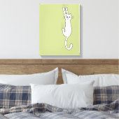 Witte kat die blijft hangen met wetten canvas afdruk (Insitu (Slaapkamer))