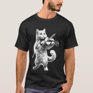 Witte kat die viool speelt voor kitten en viool t-shirt