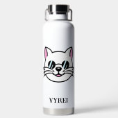 Witte kat draagt zwarte bril / zonnebril waterfles (Achterkant)