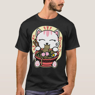 Witte Kat Eet Ramen T-shirt