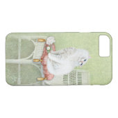 Witte kat en rozen op elegant stoelkussen Case-Mate iPhone case (Achterkant (Horizontaal))