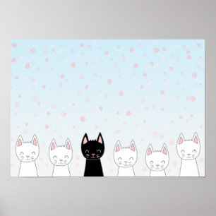 Witte kat en zwarte kat poster