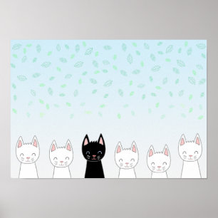 Witte kat en zwarte kat poster