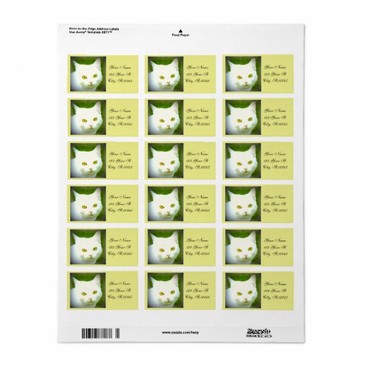witte kat etiket (Full Sheet)