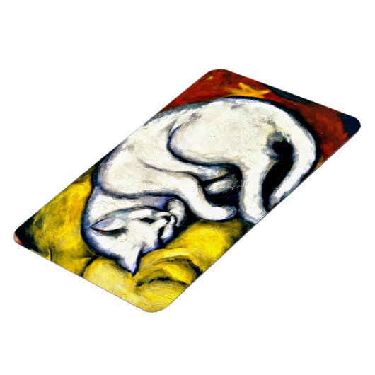 Witte kat, fijn kunstschilderij magneet (Linkerzijde)