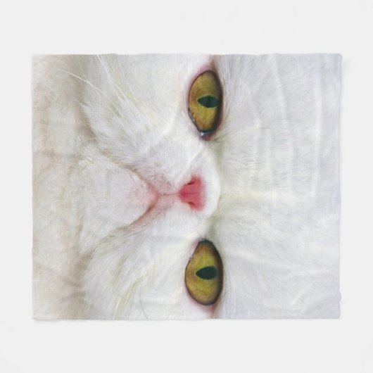 Witte kat fleece deken (Voorkant (Horizontaal))