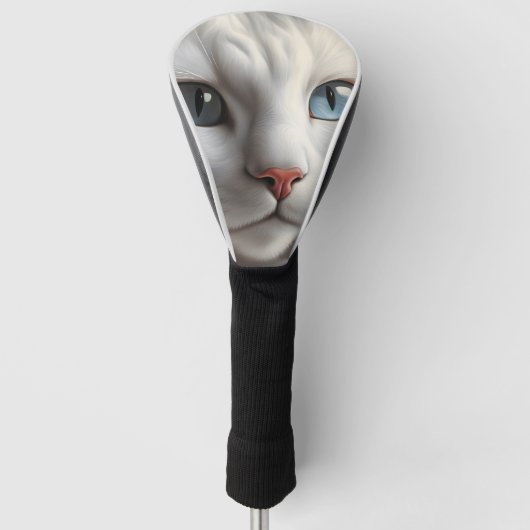 Witte kat golfheadcover (Voorkant)