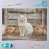 Witte Kat  Herfst Pompoenen Decoupage Tissuepapier (Craft)