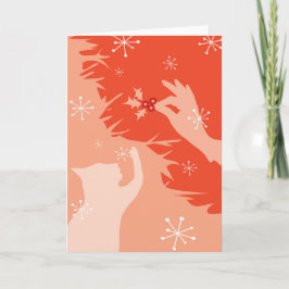 Witte kat & Holly, watermeloen, feestdag/kerstkaar Kaart