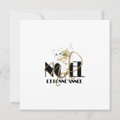 Witte kat, Kerstmis en Gelukkig Nieuwjaar Kaart (Voorkant)