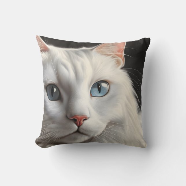 Witte kat kussen (Voorkant)