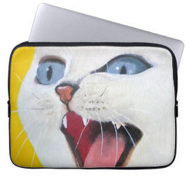 Witte Kat Laptop Sleeve