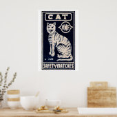 Witte Kat Luciferdoosje Kunstprint, Indiase Volksk Poster (Keuken)