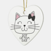 Witte kat Mam ooit met schattig cartoon kat Keramisch Ornament (Links)