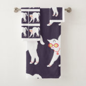 Witte kat met 3 stuks poly katoenbrood bad handdoek (Insitu)