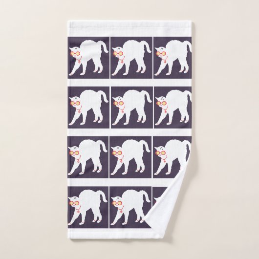 Witte kat met 3 stuks poly katoenbrood bad handdoek (Handdoek)