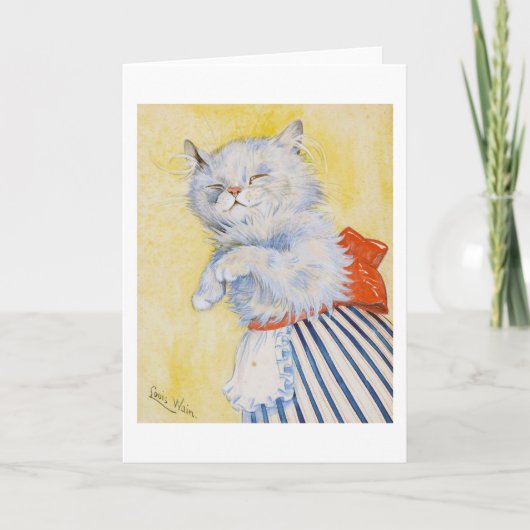Witte kat met Apron, Louis Wain Kaart (Voorkant)