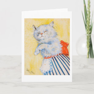 Witte kat met Apron, Louis Wain Kaart