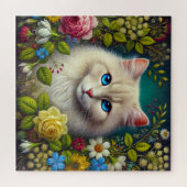 Witte Kat Met Blauwe Ogen Legpuzzel (Horizontaal)