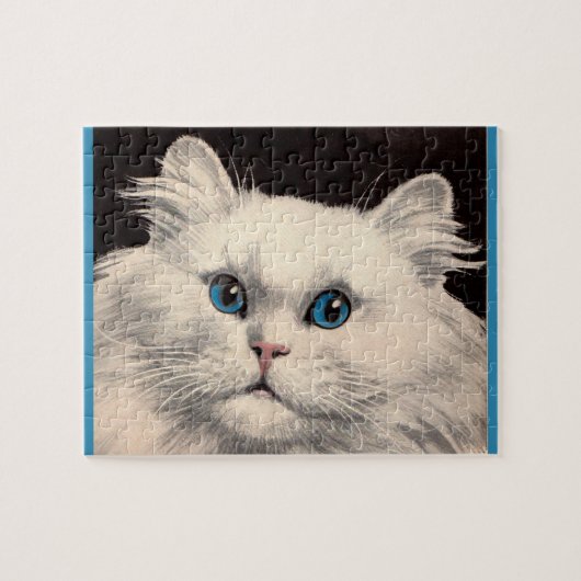witte kat met blauwe ogen legpuzzel (Horizontaal)
