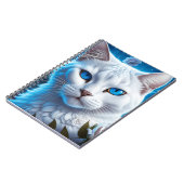 Witte Kat met Heldere Blauwe Ogen Bloemen Notitieboek (Linkerzijde)