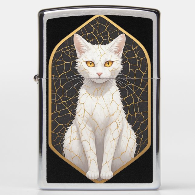 Witte kat met Kintsugi-patroon 🐾 (Voorkant)
