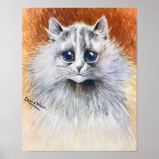 Witte kat met lange adem, Louis Wain Poster (Voorkant)