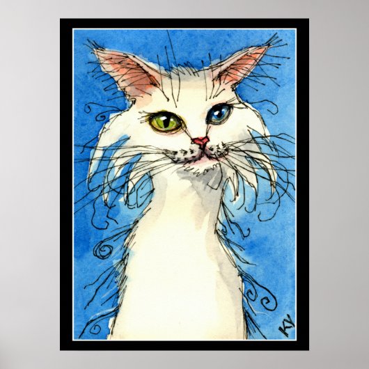 Witte kat met oneven ogen poster (Voorkant)
