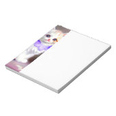 Witte kat met Paarse bloemkraag Notitieblok (Gedraaid)