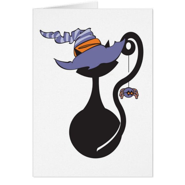 Witte Kat met Paarse Pet kaart (Voorkant)