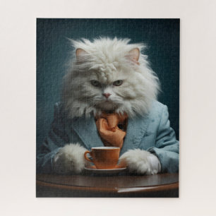 Witte kat met pak Puzzel