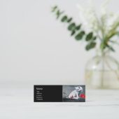 WITTE KAT MET RODE BUTTERFLY MONOGRAM-parelpapier Mini Visitekaartje (Staand voorkant)