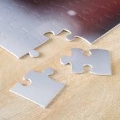 Witte kat met rode wintersjaal legpuzzel (Zijkant)