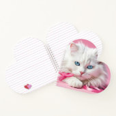 Witte kat met roze linten notitieboek (Binnen)
