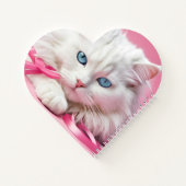 Witte kat met roze linten notitieboek (Achterkant)