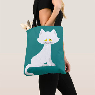 Witte Kat Minimalistisch Kitten Draagtas