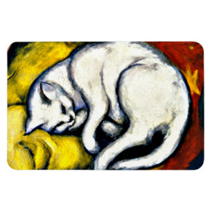Witte kat, mooi kunstschilderij magneet