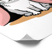 Witte kat onder een roze deken sticker  poster (Hoek)