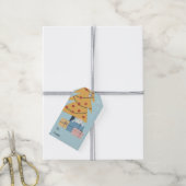 Witte kat onder kerstboom cadeaus cadeaus Gif Cadeaulabel (Met Touw)