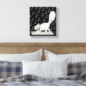 Witte kat op piano Keys Musical Notes Canvas Afdruk (Insitu (Slaapkamer))