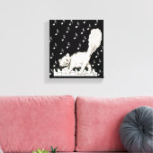 Witte kat op piano Keys Musical Notes Canvas Afdruk (Insitu (Woonkamer))