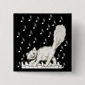 Witte Kat op Piano Keys Vierkante Button 5,1 Cm (Voorkant)