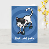 Witte kat op rollerskates aanpasbare sjabloon (Gele Bloem)
