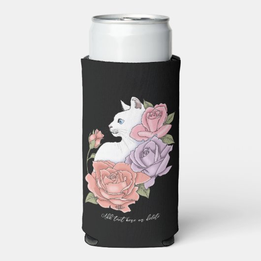 Witte Kat Perzik Lavendel Roze Rozen (Seltzer Voorkant)