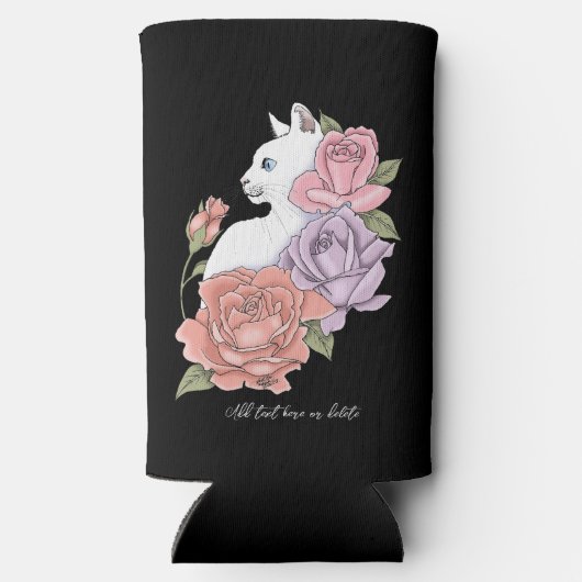 Witte Kat Perzik Lavendel Roze Rozen (Achterkant)