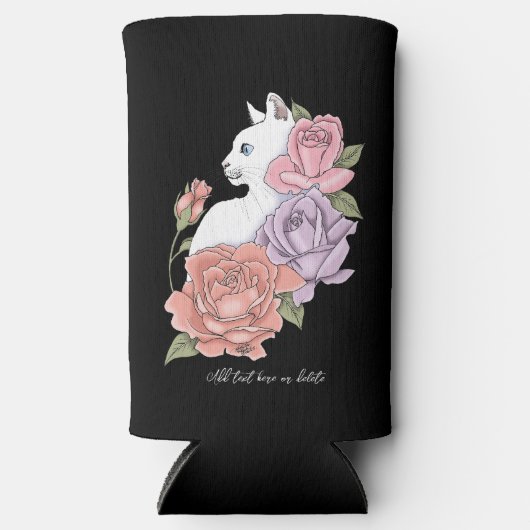 Witte Kat Perzik Lavendel Roze Rozen (Voorkant)