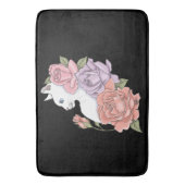 Witte Kat Perzik Lavendel Roze Rozen Badmat (Voorkant Verticaal)